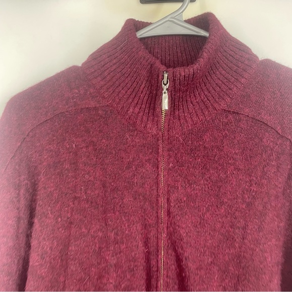 Kuna Womens XL Baby Alpaca Pima Cotton Full Zip Sweater Burgundy - Picture 5 of 8